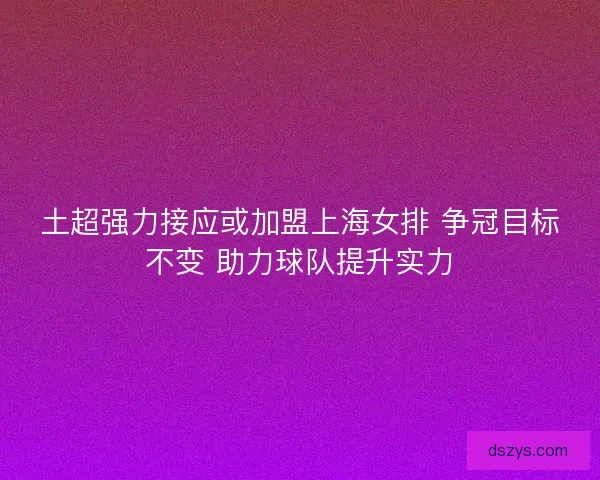 土超强力接应或加盟上海女排 争冠目标不变 助力球队提升实力